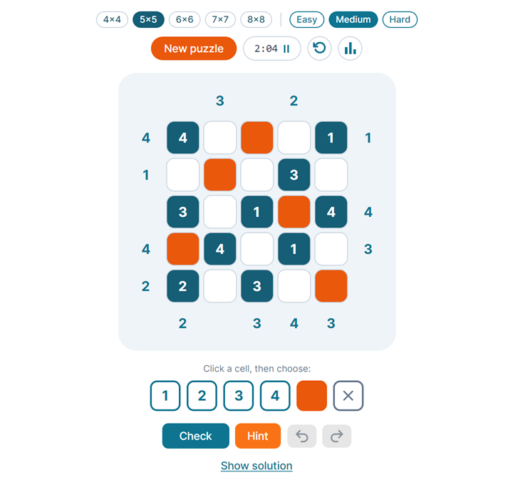 EdgeNums, a 5 by 5 puzzle in play